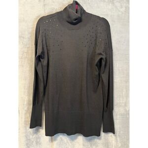 DQ&A Black Rhinestone Embellished‎ Turtleneck Sweater Women's Medium
